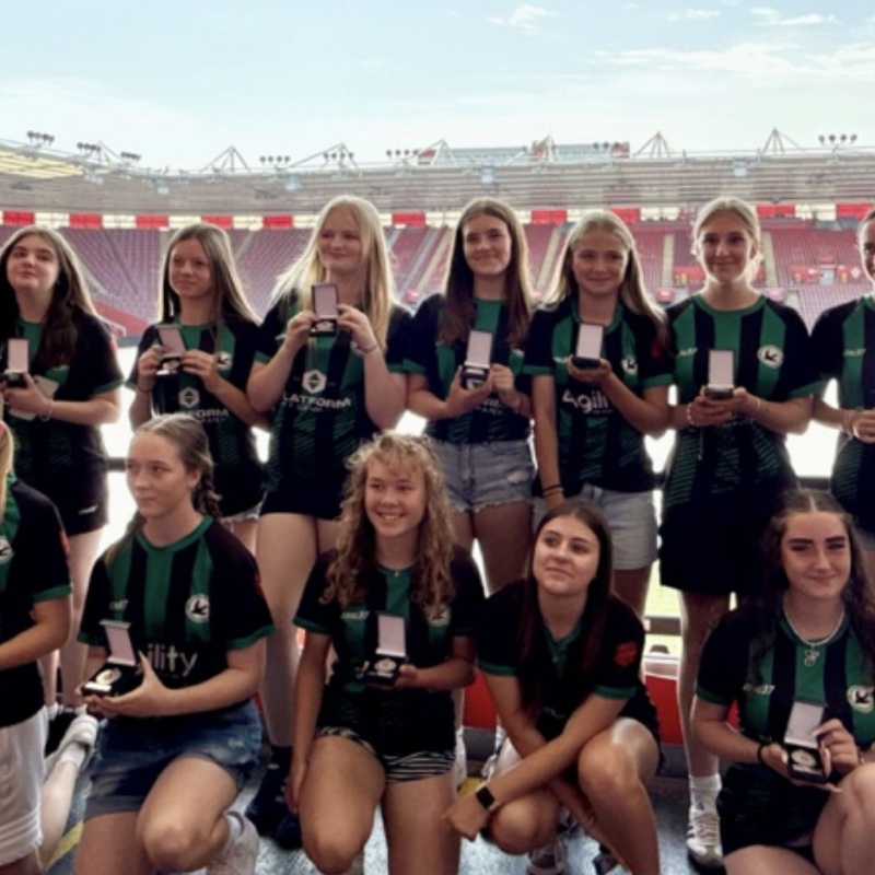 Successful girls football team